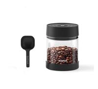 OUTPEAK Neo 2025 Auto Vacuum Coffee Canister, 0.6L for 5.7oz Coffee Beans, One-Button Operation, Small Airtight Coffee Canister with Scoop, Coffee Storage Container Clear Glass (Champion's Choice)