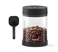 OUTPEAK Neo 2025 Auto Vacuum Coffee Canister, 0.75L for 8.8oz Coffee Beans, One-Button Operation, Small Airtight Coffee Canister with Scoop, Coffee Storage Container Clear Glass (Champion's Choice)