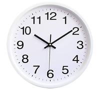Outpicker Wall Clock Without Ticking Noises 30 cm Modern Quartz Silent Wall Clock Sweeping Second for Living Room Children's Room Kitchen Outdoor (White Frame)