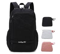 Outplea 25L Foldable Hiking Backpack for Men Women, Gym Backpack with Wet Pocket, Ultralight Packable Collapsible Daypack for Outdoor, Black