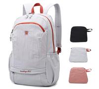 Outplea 25L Foldable Hiking Backpack for Men Women, Gym Backpack with Wet Pocket, Ultralight Packable Collapsible Daypack for Outdoor, White