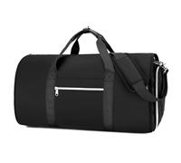 Outplea 34L Garment Duffle Bag Suit Bag for Men Women, Waterproof Convertible Suit Carrier for Travel with Shoe Compartment & Wet Pocke, Black