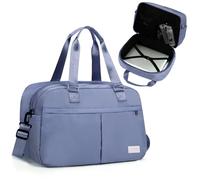 Outplea Expandable Travel Duffle Bag 23-35L, Waterproof Weekend Hand Luggage Bag with Wet Pocket, Underseat Cabin, Maternity Hospital Bag, Blue
