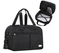 Outplea Expandable Travel Duffle Bag 23-35L, Waterproof Weekend Hand Luggage Bag with Wet Pocket, Underseat Cabin, Maternity Hospital Bag, Black
