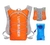Outplea Hydration Backpack with 2L Water Bladder, Comfortable Mesh Running Vest for Women & Men, Ultralight Multipocket Running Hydration Vest for Hiking Cycling Climbing, Orange