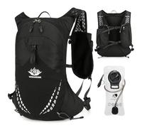 Outplea Mini Hiking Backpack Men Women with 2L Water Bladder, Ultralight Hydration Pack with Chest Strap, Large Running Vest Water Backpacks for Cycling Skiing, Black