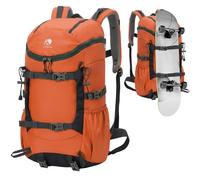 Outplea Multifunctional 30L Hiking Backpack, Ergonomic Travel Backpack for Men Women, Lightweight Breathable Skateboard Rucking Backpack for Camping Skiing Sport, Orange