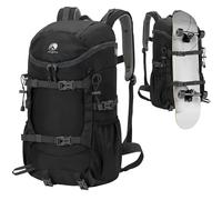 Outplea Multifunctional 30L Hiking Backpack, Ergonomic Travel Backpack for Men Women, Lightweight Breathable Skateboard Rucking Backpack for Camping Skiing Sport, Black