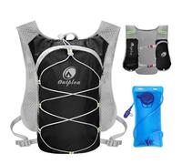 Outplea Running Vest with 2L Water Bladder, Ultralight Multi-pockets Hydration Backpack for Women & Men Marathoner, Hydration Pack for Hiking Biking Camping, Black