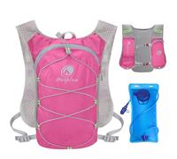 Outplea Running Vest with 2L Water Bladder, Ultralight Multi-pockets Hydration Backpack for Women & Men Marathoner, Hydration Pack for Hiking Biking Camping, Pink