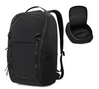 Outplea Small Front-Opening 15.6" Laptop Backpack for Men Women, Waterproof Travel Rucksack 17L Undersaet Cabin Bag with Trolley Sleeve, for Work College, Black