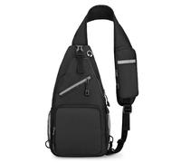 Outplea Small Sling Bag with Phone Pocket for Men Women, Crossbody Bag with Convertible Shoulder Strap, Casual Chest Pack for Hiking Travel Sports, Black