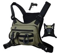 Outplea Tactical Running Chest Bag, Breathable Mesh EDC Running Vest with Phone Holder, Water Resistant Chest Rig for Trail Running Marathon Cycling, Army Green