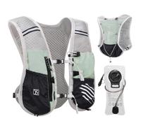 Outplea Women Men Running Vest with 2L Large Opening Water Bladder, Ultralight Cycling Hydration Pack Backpack with Phone Holder for Runner Marathoner Hiking Walking, Green