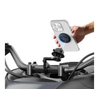Outplorer Quick Launch Magnetic Motorcycle Phone Mount with Universal Interface, Anti-Vibration Handlebar Bracket with Secure Lock for Bike Scooter Moto MTB, 360° Blind Installation (QM02&QU01)