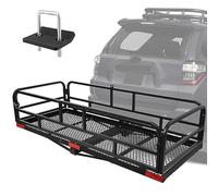 OUTPRIZE Trailer Hitch Cargo Rack, 60 x 24 x 14 Inch Folding Hitch Mount Cargo Carrier with High Side Rails for RV Truck SUV Van, 500 lbs. Capacity, 2" Receiver, Black