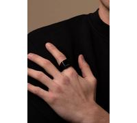 Outrage London Men's Black Personalised Square Signet Ring | Size: 8 Outrage London Black 8