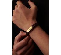 Outrage London Men's Gold Personalised Leather Belt Band Bracelet in Brown | Size: 15 cm Outrage London Brown 15 cm