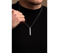 Outrage London Men's Silver 4-Sided Engraved Bar Pendant Necklace | Size: 20 inches Outrage London Silver 20 inches