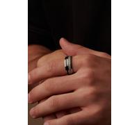 Outrage London Men's Silver & Black Personalised Band Ring | Size: 6 Outrage London Multicolor 6