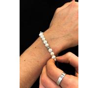 Outrage London Men's Silver Personalised Beaded Freshwater Pearl Bracelet in White | Size: 7 inches Outrage London White 7 inches