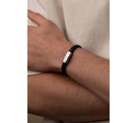 Outrage London Men's Silver Personalised Black Leather Belt Band Bracelet | Size: 15 cm Outrage London Black 15 cm