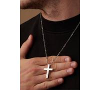 Outrage London Men's Silver Personalised Cross Pendant Necklace | Size: 22 inches Outrage London Silver 22 inches