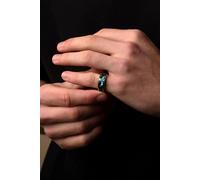 Outrage London Men's Silver Personalised Genuine Abalone Ring | Size: 11 Outrage London Silver 11