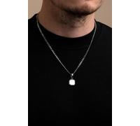 Outrage London Men's Silver Personalised Moonstone Pendant Cuban Necklace | Size: 22 inches Outrage London Silver 22 inches