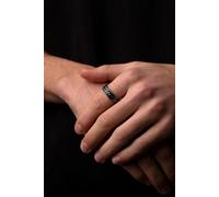 Outrage London Men's Silver Personalised Rope Band Ring in Dark Grey | Size: 10 Outrage London Dark Grey 10