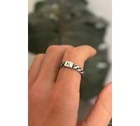 Outrage London Men's Silver Personalised Twist Chain Ring | Size: 11 Outrage London Silver 11