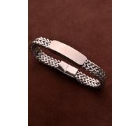 Outrage London Men's Silver Stainless Steel 8MM Double Franco ID Bracelet | Size: 9 inches Outrage London Silver 9 inches