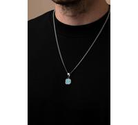 Outrage London Men's Silver Turquoise Personalised Pendant Cuban Necklace | Size: 22 inches Outrage London Silver 22 inches