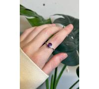 Outrage London Silver Personalised Oval Amethyst Ring in Purple | Size: 6 Outrage London Purple 6