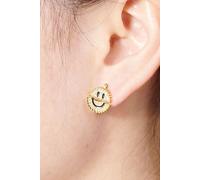 Outrage London Women's Gold Split Circle Smiley Face Stud Earrings Outrage London Gold One Size
