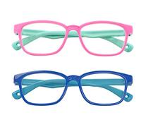 Outray 2 Pack Kids Blue Light Blocking Glasses Computer Gaming TV Glasses Silicon Frames for Boys Girls Age 3-12 Anti Glare & Eyestrain (Pink+Pink&Blue)