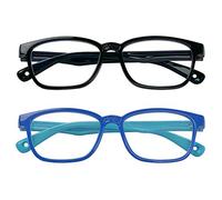 Outray 2 Pack Kids Blue Light Blocking Glasses Computer Gaming TV Glasses Silicon Frames for Boys Girls Age 3-10 Anti Glare & Eyestrain (Black+Blue)