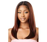 Outre Airtied 100% Fully Hand-Tied Wig - Human Hair Blend - Sleek Yaki 20" (OFF BLACK 1B)