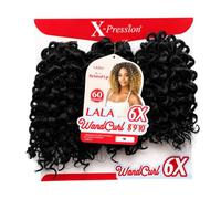 Outre X-Pression Twisted Up Lala WandCurl 6X Crochet Hair, Pre-Looped, Soft Lightweight Synthetic, 60 Strands, 8", 9" & 10" Mixed Lengths, (1B - pack of 1)