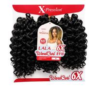 Outre X-Pression Twisted Up Lala WandCurl 6X Crochet Hair, Pre-Looped, Soft Lightweight Synthetic, 60 Strands, 8", 9" & 10" Mixed Lengths, (4 - pack of 1)