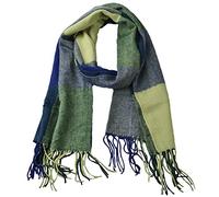 Outrip Womens Big Grid Winter Warm Lattice Large Scarf Stylish Plaid Blanket Long Shawl Wrap (Blue-Green)