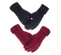 Outrip Womens Lady Winter Warm Gloves Touch Screen Phone Windproof Lined Thick Gloves (BlackRed)