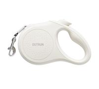 OUTRUN Retractable Dog Leash 16.5 FT Walking Leash up to 55 Lbs, Strong Nylon Tape No Tangle, Heavy Duty One-Handed Brake Lock Perfect for Small & Medium Sized Dogs and Pets (Cream White)