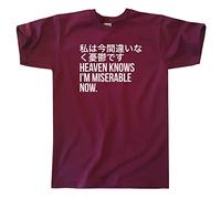 Outsdr Men's Unisex Heaven Knows I'm Miserable Now T-Shirt - Burgundy - X-Large
