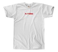 Outsdr Men's Unisex Je T'Aime T-Shirt - White - X-Large