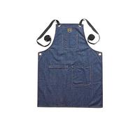 OUTSET Cross Back Denim Apron with Pockets, One Size Fits Most, 100% Cotton, Blue