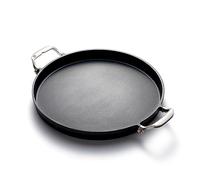 OUTSET Grill Paella and Deep Dish Pizza Pan, Cast Iron BBQ Pan with Handles, 18.15” x 14.11” x 1.25"