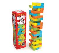 Outset Media Obey The Block - Traditional Wooden Tumbling Tower Block Game, Family Fun for Kids and Adults, Classic Children's Stacking Game that Promotes Speed, Reaction and Tactics