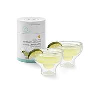 OUTSET Stemless Margarita Glasses Double Wall, Borosilicate Glassware, Set of 2