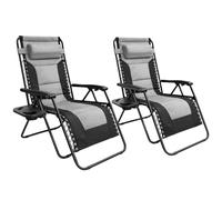 Outsetter Set of 2 Extra Wide Zero Gravity Chairs, Luxury XXL Premium Heavy Duty Padded Garden Recliners,Sun Lounger Folding Garden